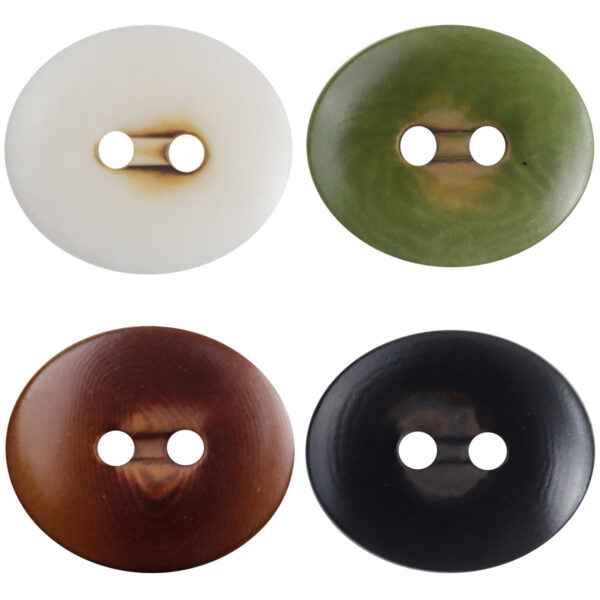 Charred Two-Hole Natural Oval Palm Fruit Corozo Buttons 10pcs
