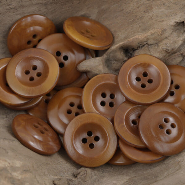 Wide-Edged Burned Natural Palm Fruit Nut Corozo Buttons 10 Pcs