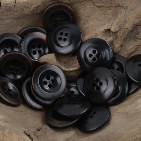 Wide-Edged Burned Natural Palm Fruit Nut Corozo Buttons 10 Pcs