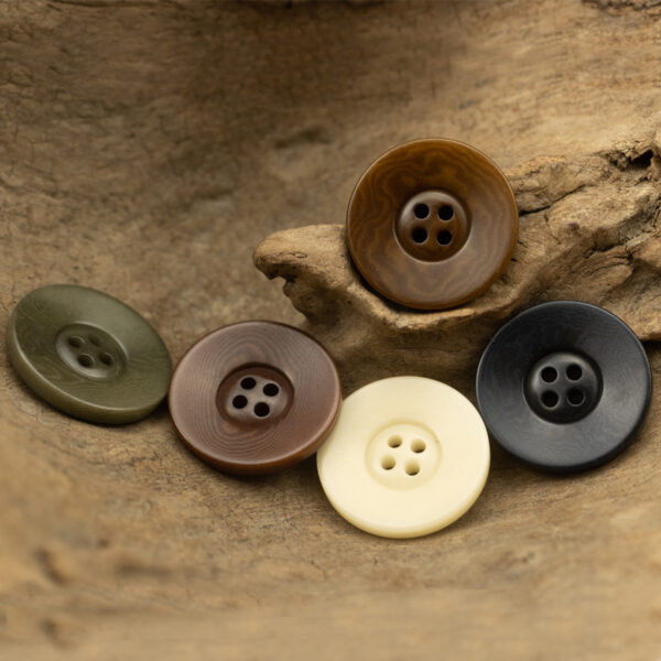 Ripple Natural Corozo Tagua Nut Buttons Round 4 Hole,10pcs