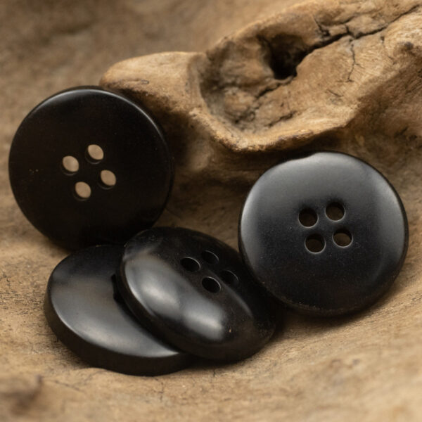 Vintage Solid Black Sustainable Tagut Nut Coroza Buttons 24 Pack - Image 2
