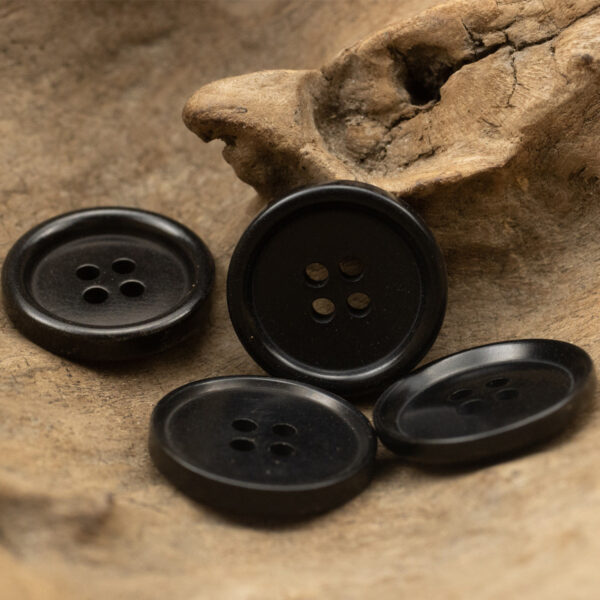 Vintage Solid Black Sustainable Tagut Nut Coroza Buttons 24 Pack - Image 3
