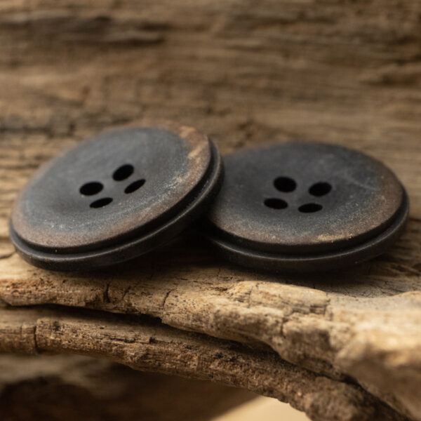 Burned Matte Black Vintage Natural Corozo Buttons,10 Pack