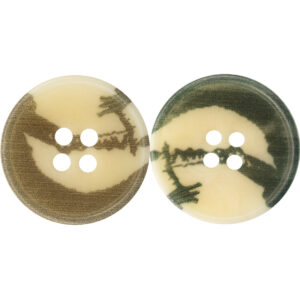 Vintage Matte Dark Green and Beige Color-Printed Fruit Buttons 5pcs