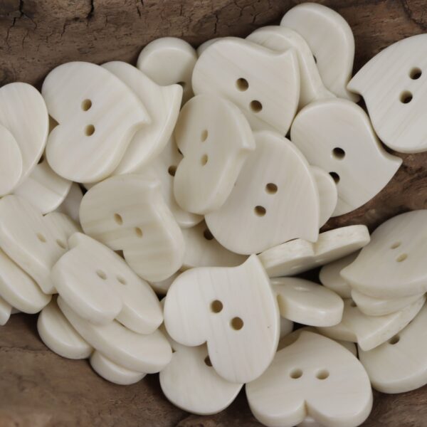 Heart-Shaped Two-Hole Khaki Resin Flat Button 10pcs - Image 2