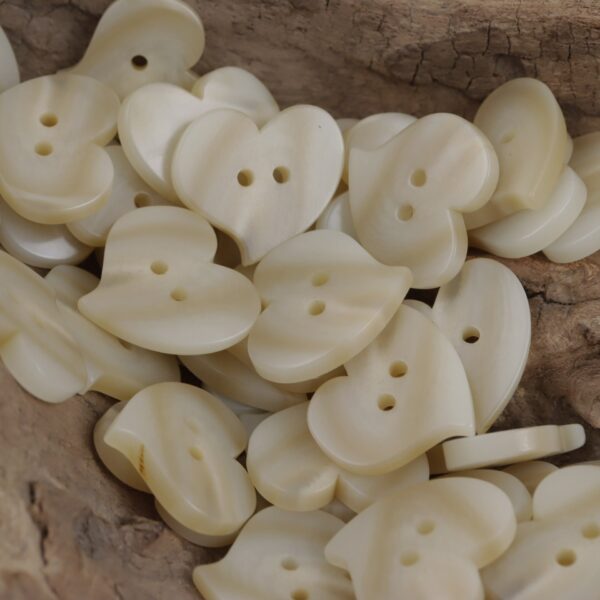 Heart-Shaped Two-Hole Khaki Resin Flat Button 10pcs - Image 3
