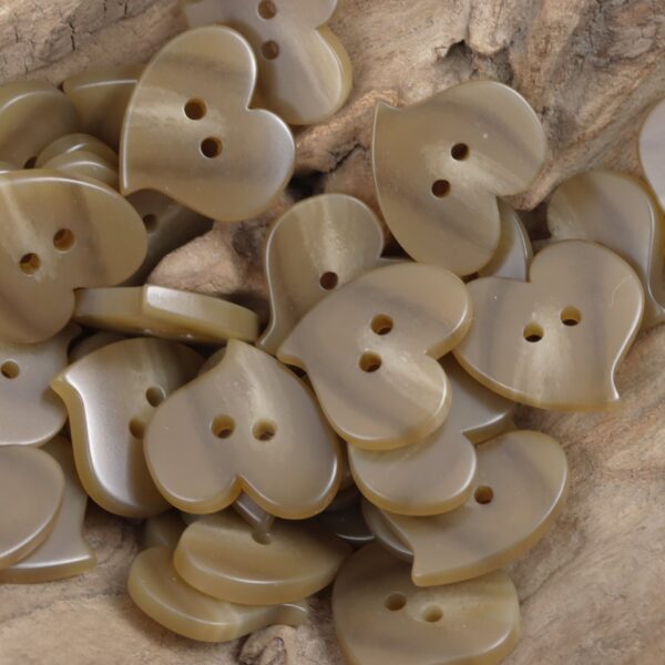 Heart-Shaped Two-Hole Khaki Resin Flat Button 10pcs - Image 4