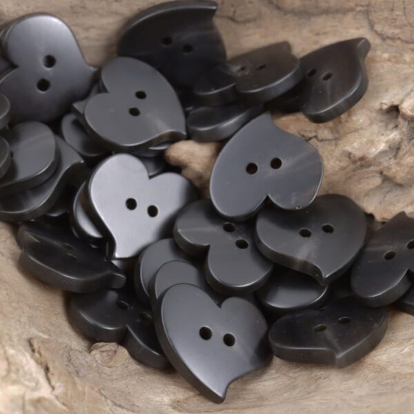 Heart-Shaped Two-Hole Khaki Resin Flat Button 10pcs - Image 5