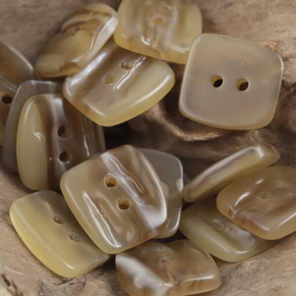 27mm Trapezoidal Uneven Surface Brown Two-Hole Resin Button 10pcs - Image 3