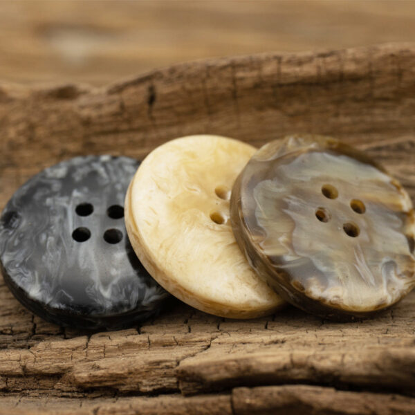 Wide-Brim Marble Texture Milky Coffee-Colored Resin Buttons 20pcs - Image 3