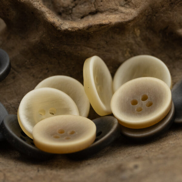 11.5mm Matte Bowl-Shaped Light Yellow Black Resin Buttons 40 Pack - Image 2