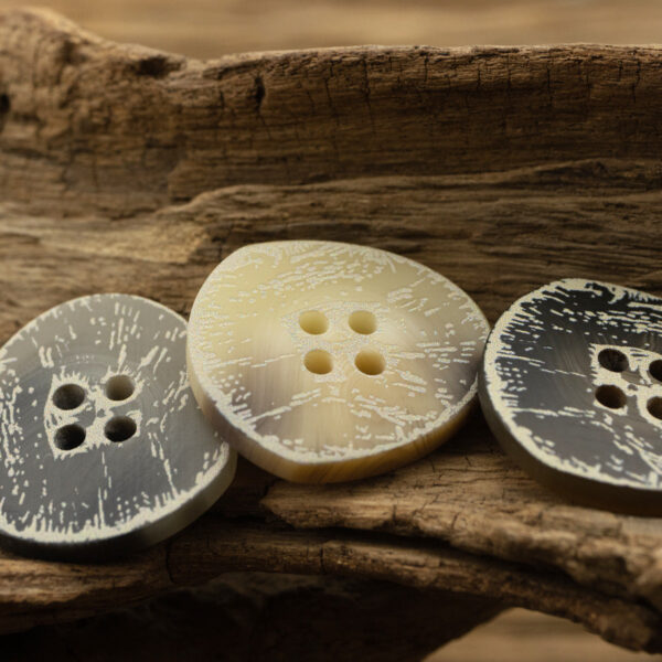 Irregular Triangular Distressed Frosted Floral Four-Hole Resin Button 30 Pack - Image 3