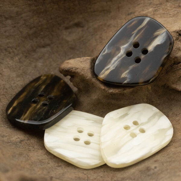 Glossy Polygonal Resin Coat Buttons Imitation Marble Texture 20PCS