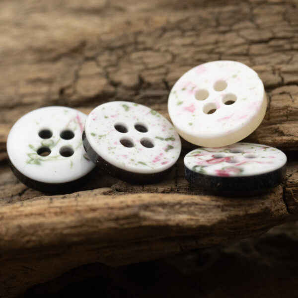 Beveled Pearlized Resin Buttons Floral Pattern Base,50PCS