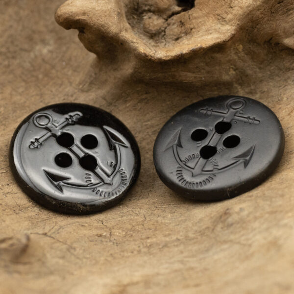 Matte Glossy Black Anchor Pattern Resin Buttons for Sailor Coats 30pcs - Image 3