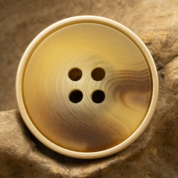 Khaki Resin Buttons with Metal Edge for Coat Windbreaker 10pcs - Lots of Buttons