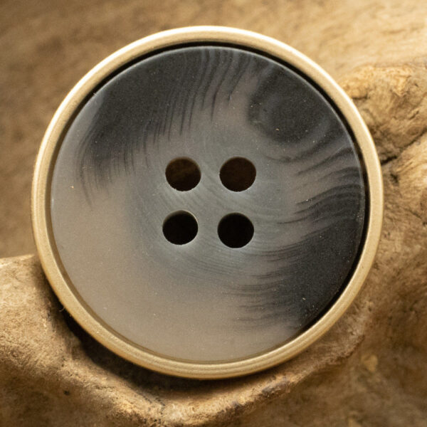 Khaki Resin Buttons with Metal Edge for Coat Windbreaker 10pcs - Lots of Buttons