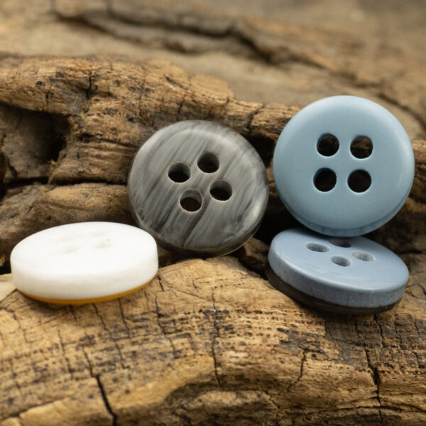 11.5MM Yellow-White and Lake Blue Two-Tone Resin Buttons 40 Pack - Image 2