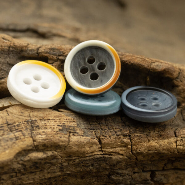 11.5MM Yellow-White and Lake Blue Two-Tone Resin Buttons 40 Pack - Image 3