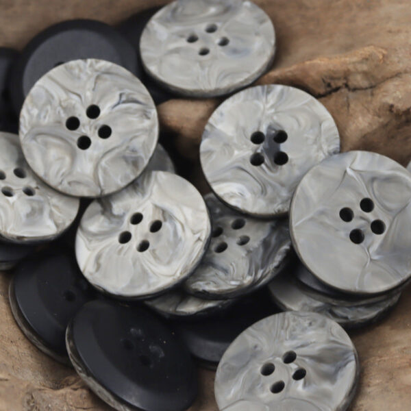 15-28mm Matte Beige Black Gray Marble Texture Resin Buttons 30pcs - Image 3
