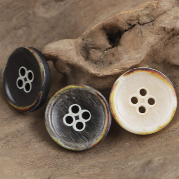 Round 4 Hole Vintage Burnt Imitation Bone Resin Buttons,20pcs