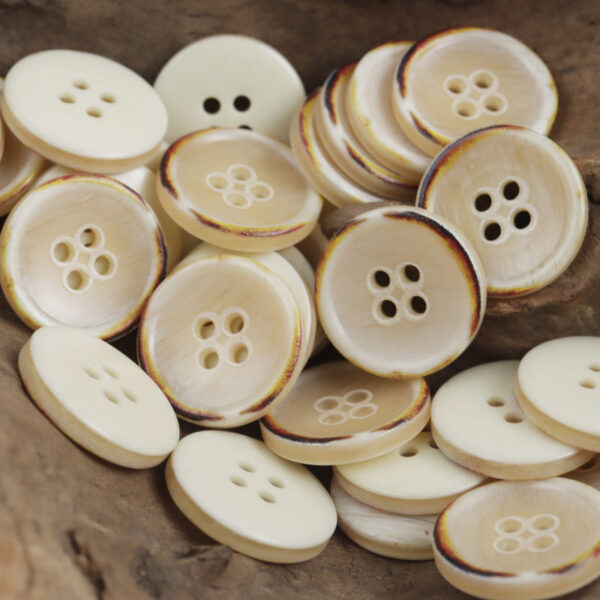 Round 4 Hole Vintage Burnt Imitation Bone Resin Buttons,20pcs