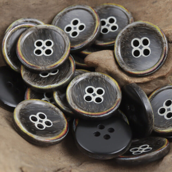 Round 4 Hole Vintage Burnt Imitation Bone Resin Buttons,20pcs