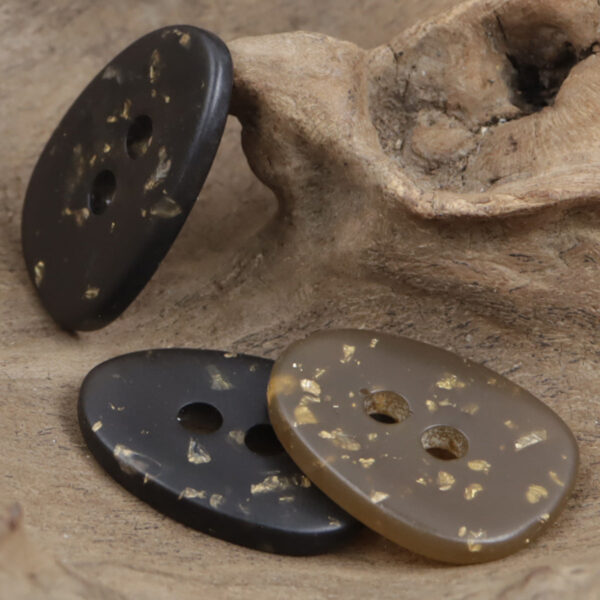 Oval Brown Resin Buttons Gold Foil Texture Earthy Tone 30PCS - Lots of Buttons