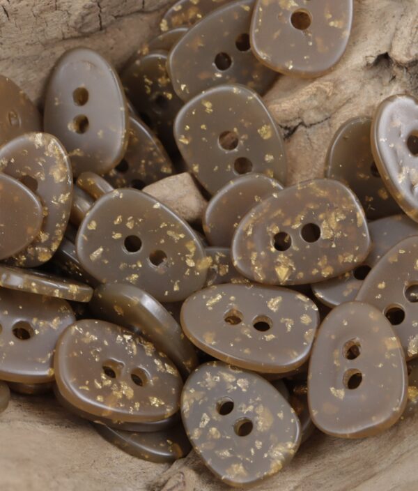Oval Brown Resin Buttons Gold Foil Texture Earthy Tone 30PCS - Lots of Buttons