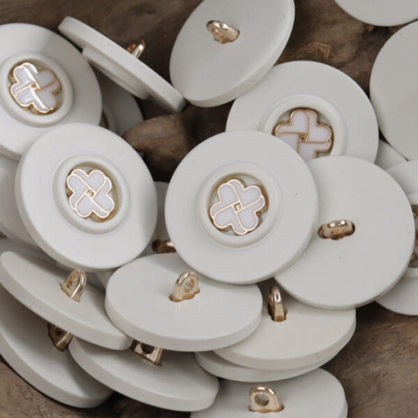 White Khaki Black Small Flower Resin Buttons with Metal Shanks 10pcs - Image 3