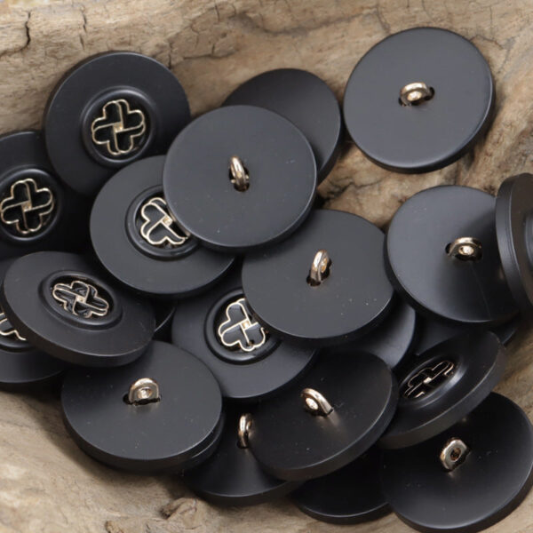 White Khaki Black Small Flower Resin Buttons with Metal Shanks 10pcs - Image 5