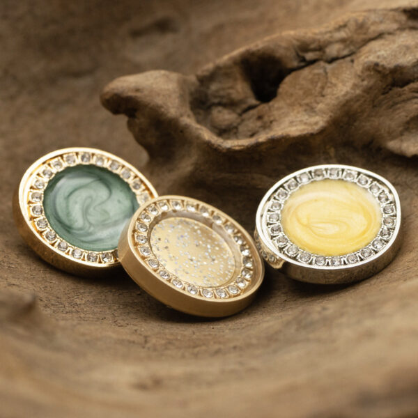 Irregular Oval Metal Fashion Buttons with Rhinestones 10pcs