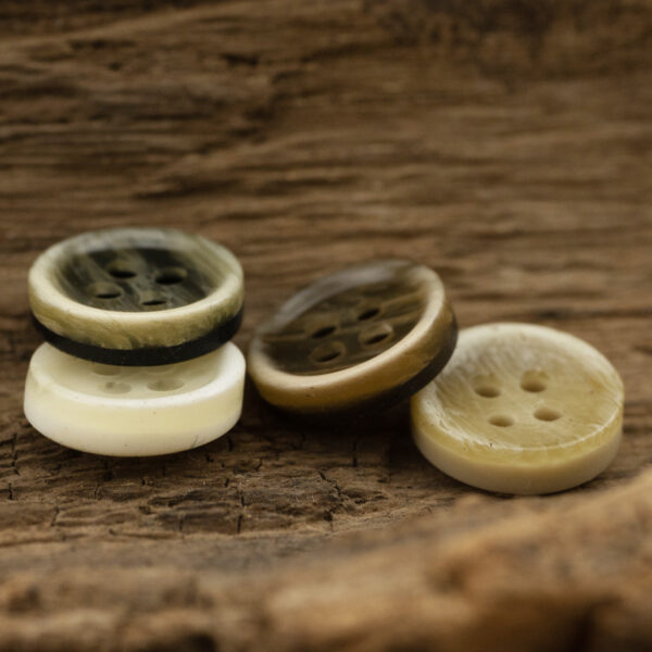 10-11.5MM Dark Khaki Black Textured Resin Shirt Buttons 40 Pack - Image 3