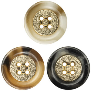 Golden Metal Rimmed Round Resin Buttons for Knitwear 10pcs