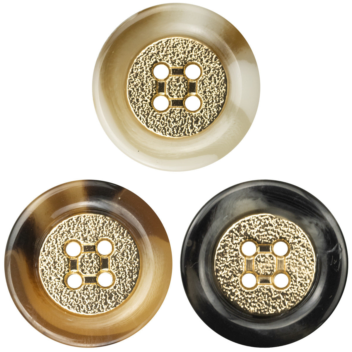 Golden Metal Rimmed Round Resin Buttons for Knitwear 10pcs
