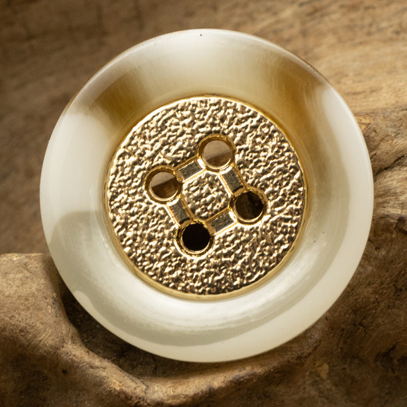 Golden Metal Rimmed Round Resin Buttons for Knitwear 10pcs - Image 4