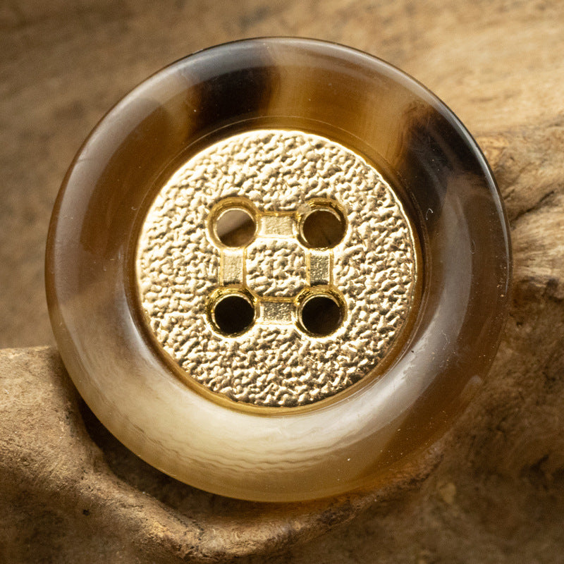 Golden Metal Rimmed Round Resin Buttons for Knitwear 10pcs - Image 5