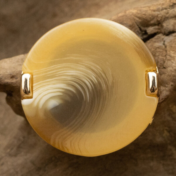 Metal Rimmed Khaki Yellow Patterned Resin Button 10pcs - Image 4
