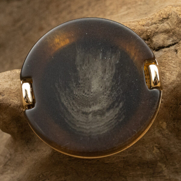 Metal Rimmed Khaki Yellow Patterned Resin Button 10pcs - Image 5