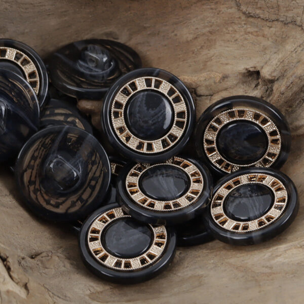 Luxurious Antique Gold Tone Chessboard Pattern Resin Buttons 10pcs - Image 7