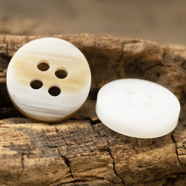 11.5MM Wide-Edged White Wood Grain Resin Buttons for Zen Clothing 50pcs - Image 2