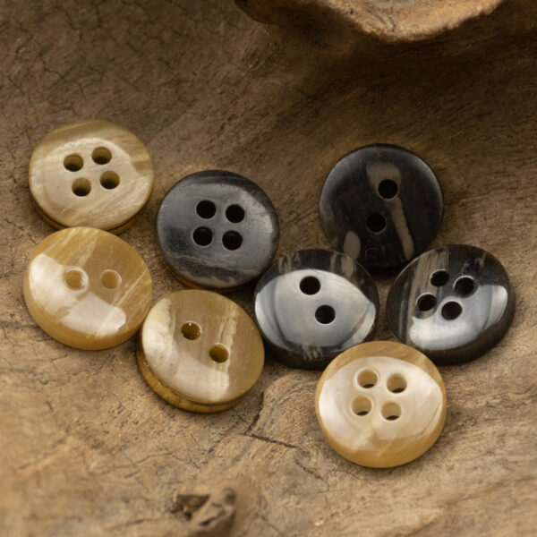 11.5mm Wood Grain Gray Beige Resin Buttons with Gold Rim 48 Pack - Image 2