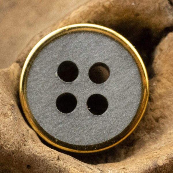 11.5mm Wood Grain Gray Beige Resin Buttons with Gold Rim 48 Pack - Image 5