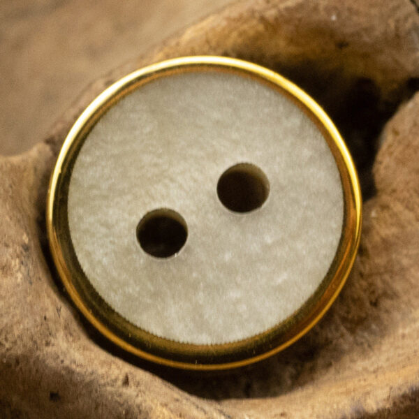 11.5mm Wood Grain Gray Beige Resin Buttons with Gold Rim 48 Pack - Image 9