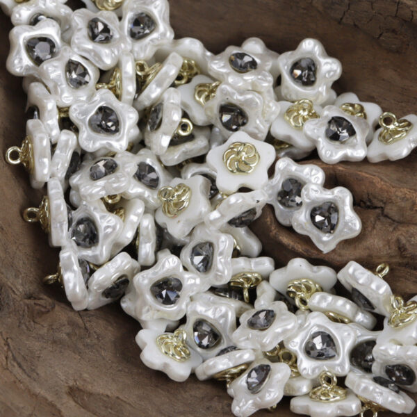 12mm Jade Green Ocean Heart Resin Button with Metal Shank 10pcs - Image 3