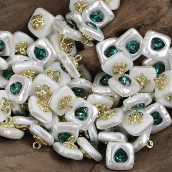 12mm Jade Green Ocean Heart Resin Button with Metal Shank 10pcs - Image 4