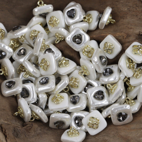 12mm Jade Green Ocean Heart Resin Button with Metal Shank 10pcs - Image 5