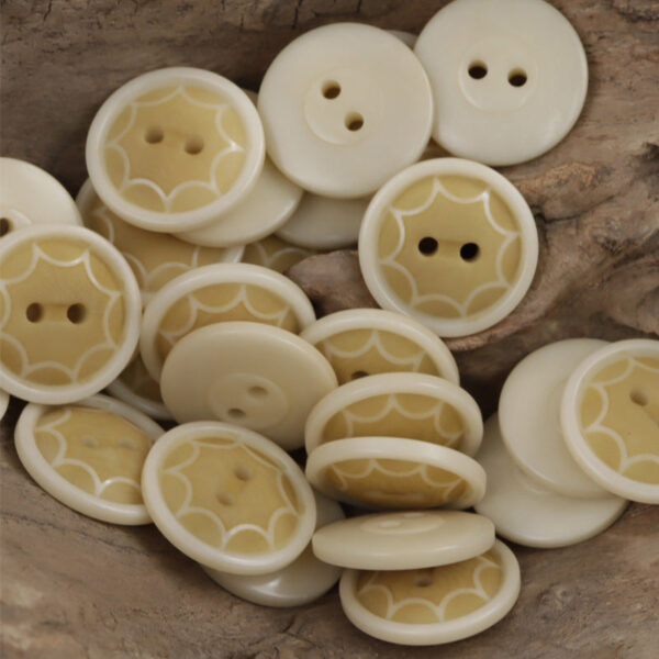 Round Two Hole Octagram Natural Tagut Nut Buttons 10pcs - Lots of Buttons