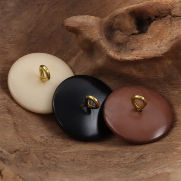 Burnt-Edge Natural Tagut Nut Buttons with Golden Shanks for Knitwear 10pcs - Image 2