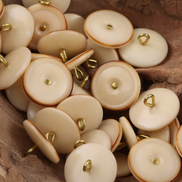 Burnt-Edge Natural Tagut Nut Buttons with Golden Shanks for Knitwear 10pcs - Image 4